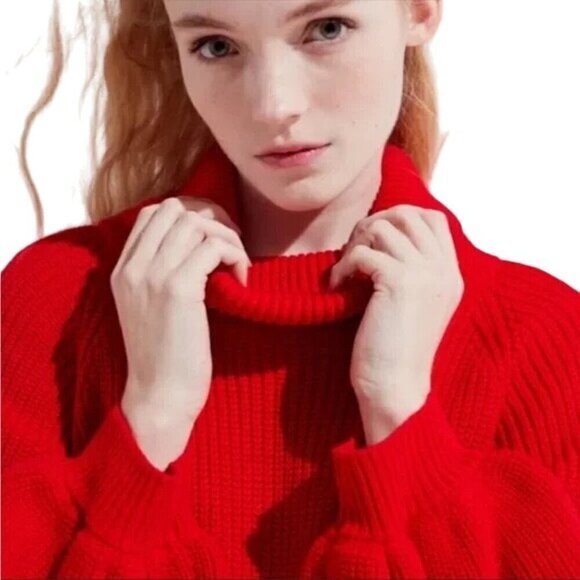 CALLAHAN x REVOLVE Cowl Neck Red Knit Sweater Dress Long Sleeve Womens‎ S - Picture 2 of 11